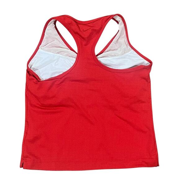 NIKE Cropped Workout Top Womens Size Medium Red V Neck Mesh Lined Athletic - Picture 3 of 8